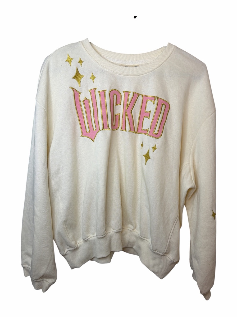 Cream 'WICKED' Graphic Sweatshirt with Pink & Gold Details
